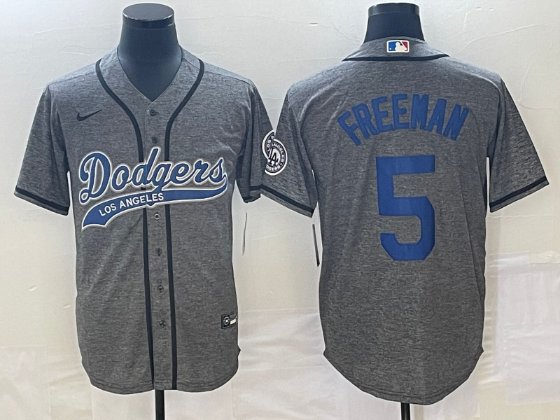 Men's Los Angeles Dodgers Freddie Freeman #5 Gray Jersey Joint Edition